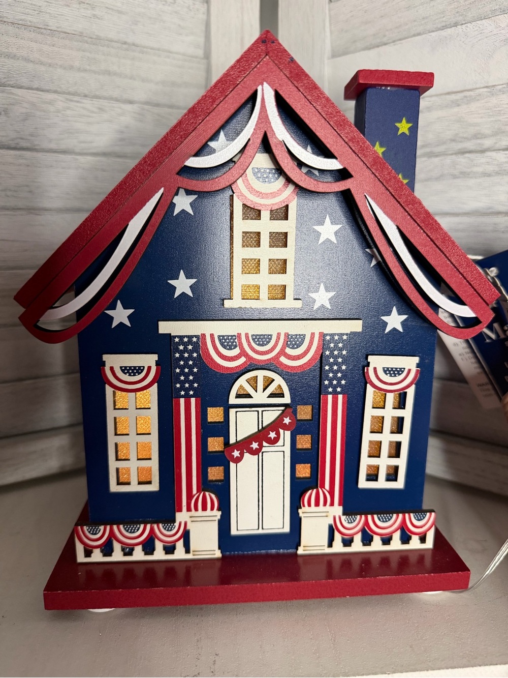 Martha Stewart House Patriotic Decorative Figurine Red White & Blue 4th of July